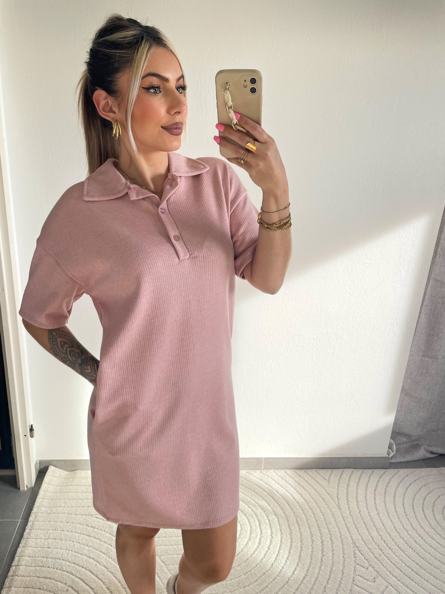 ROBE POLO - ROSE PÂLE