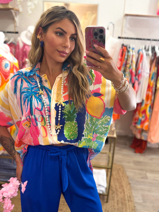 CHEMISE TROPICAL - BLEU ROI