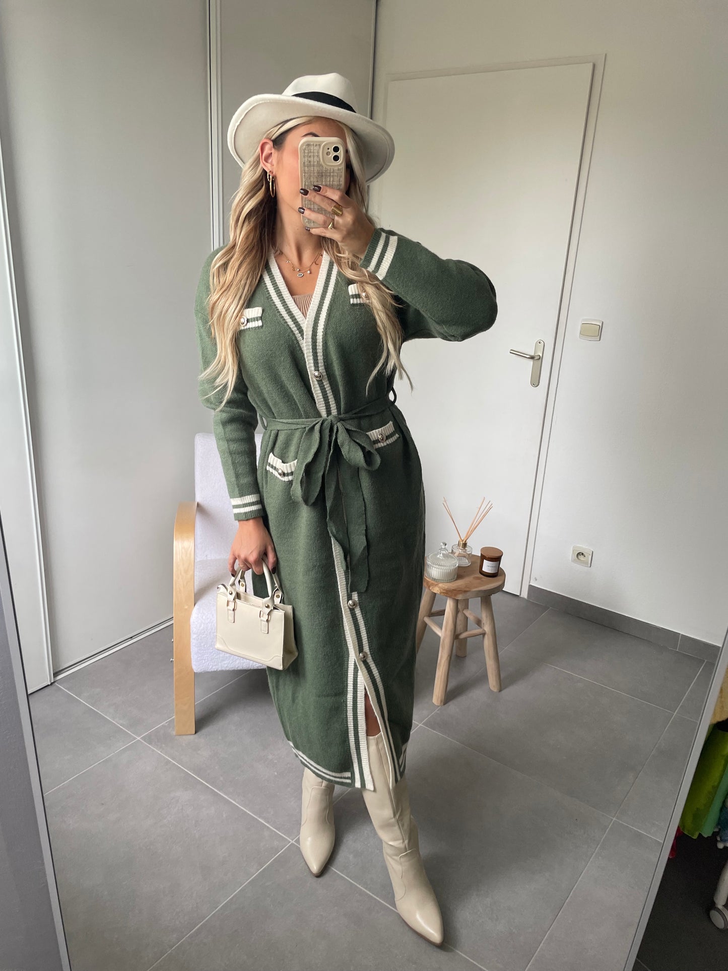 GILET LONG ALMA - KAKI
