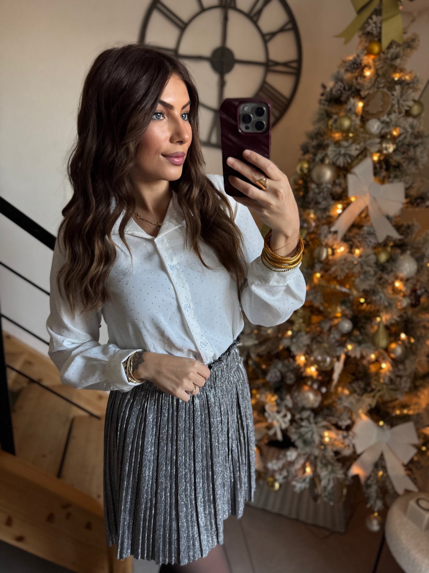 CHEMISIER STRASS BLANC