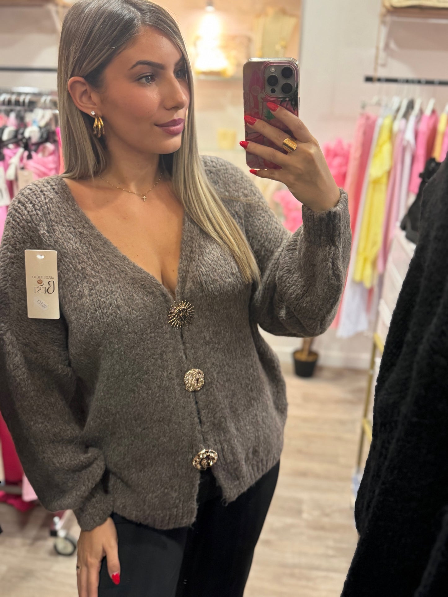 PULL 3 BROCHES - TAUPE