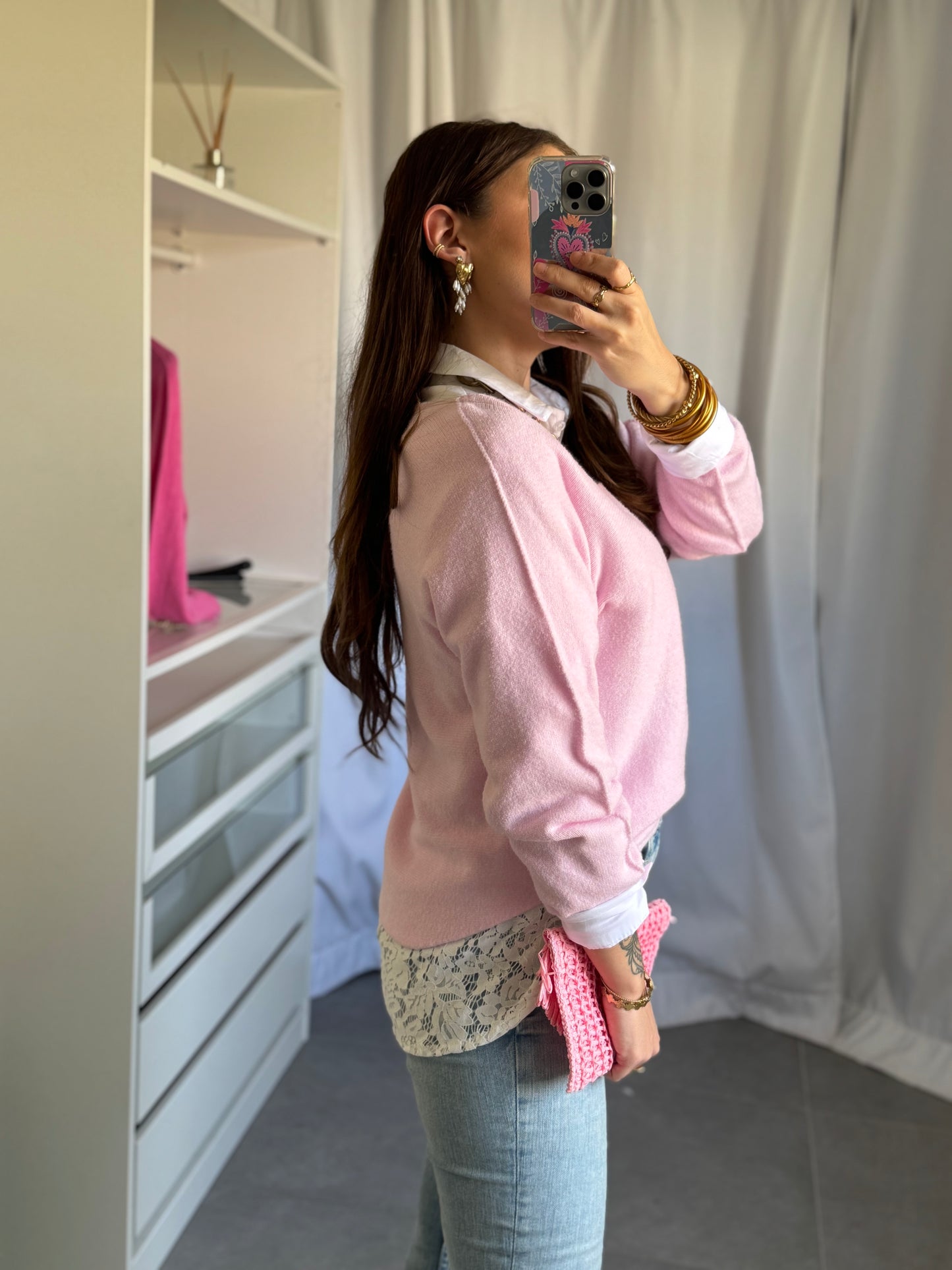 PULL COL V - ROSE PALE