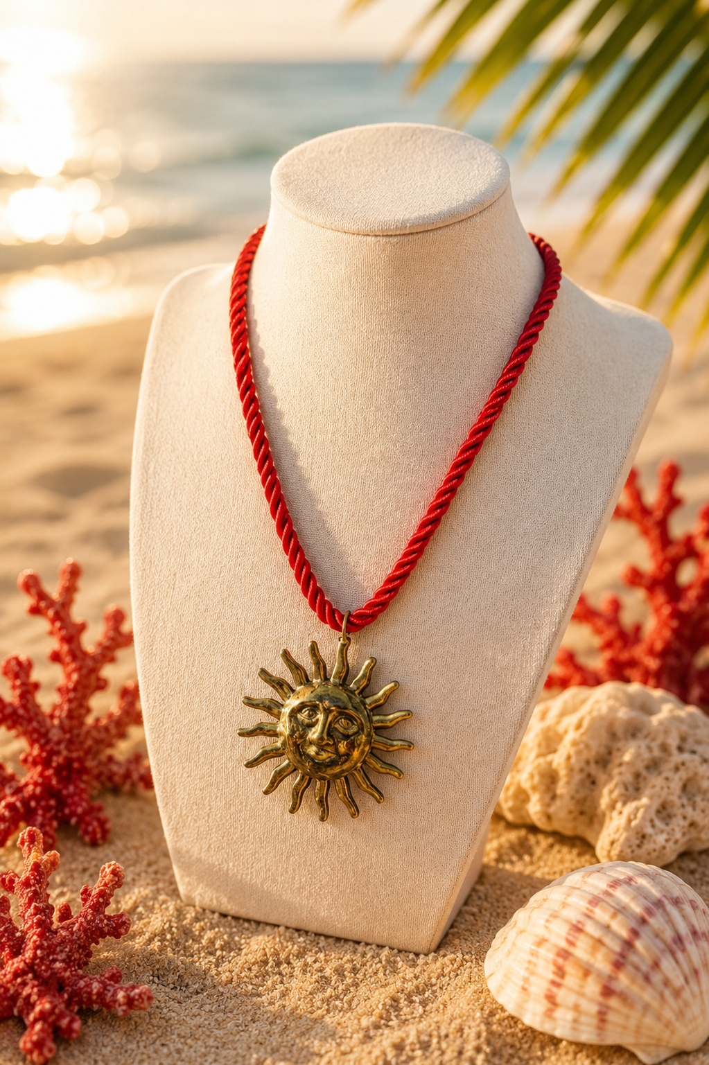 COLLIER SOLEIL CORDON ROUGE