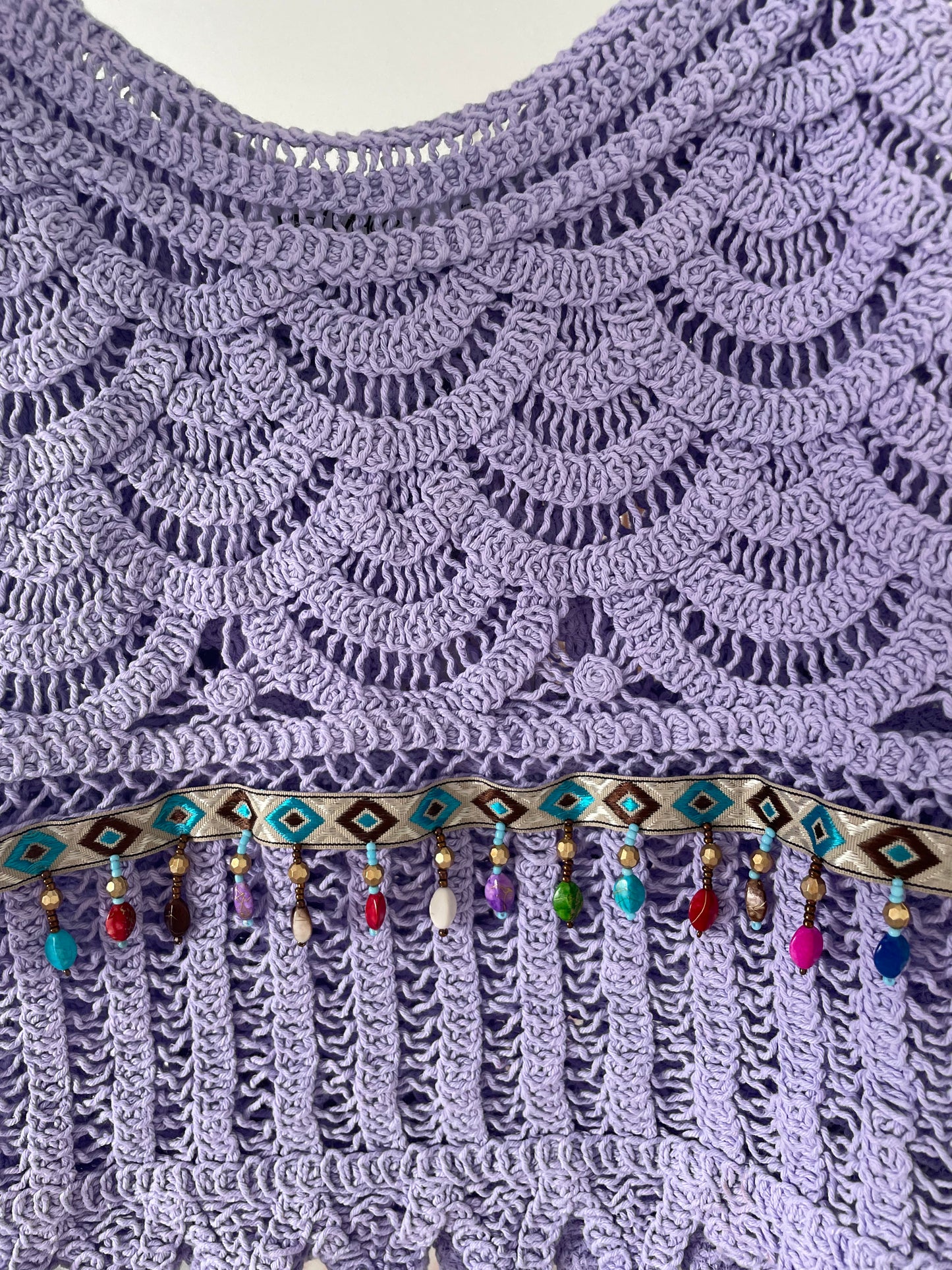 TOP A BRODERIE & COQUILLAGES LILAS